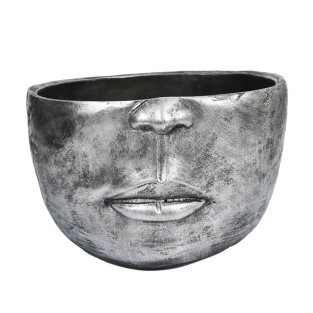 Vitale Face Saksı Gümüş Eskitme 29x18 cm