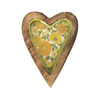 Vitale Şiva Çiçek Desenli Yeşil Dekoratif Kalp Küçük Boy AK.FQ0014-Y