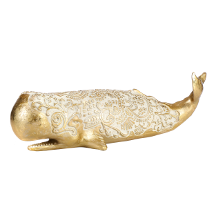 Vitale Whale Gold İşlemeli Balina Biblo 40 cm AK.ID0114