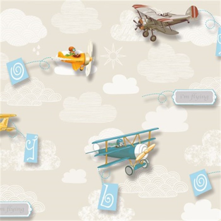 Duka Uçak Desenli Çocuk Odası Duvar Kağıdı DK.15157-2 (16 m2 Fiyatı)